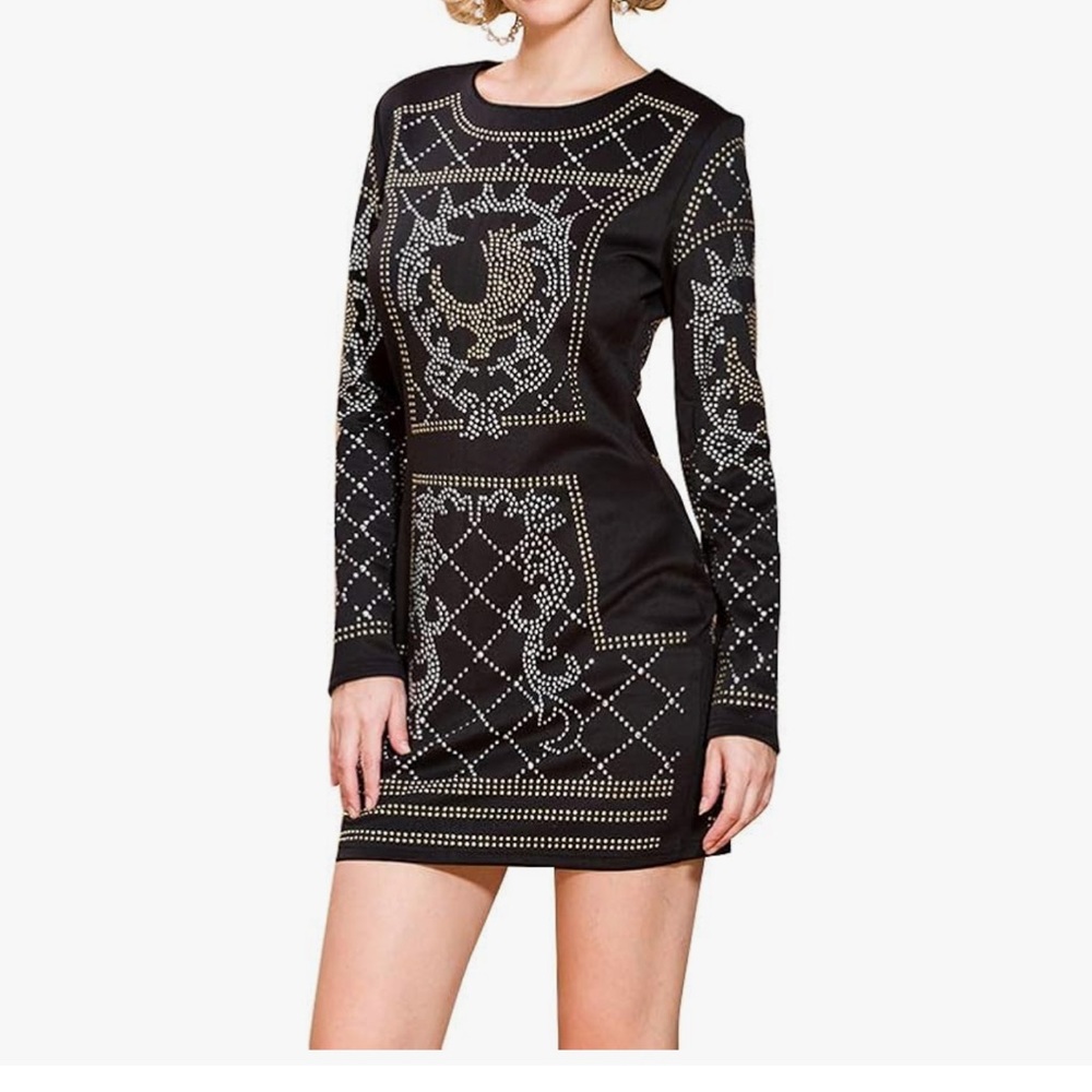 Elegant Black Studded Dress